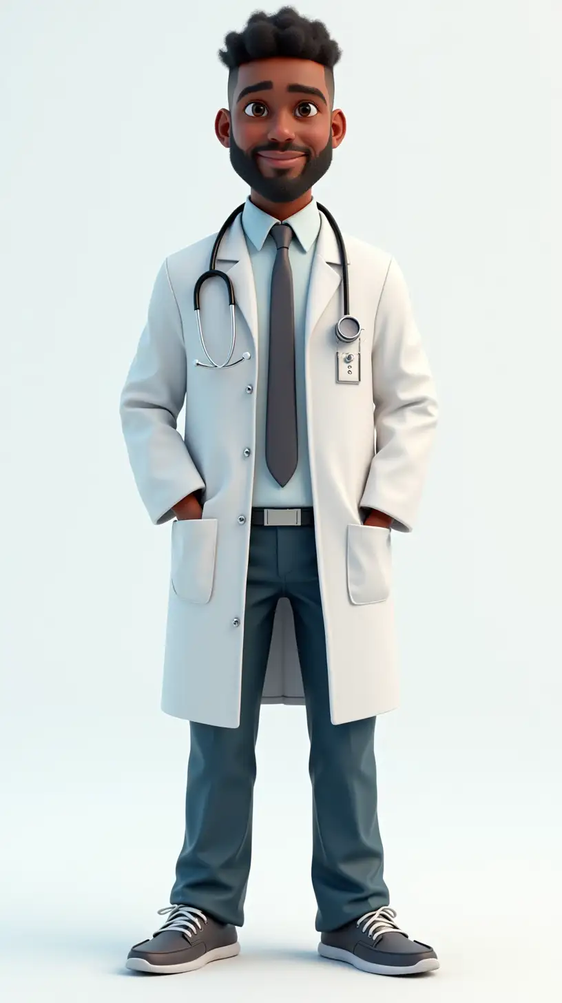 full-body, African-American, Male, Doctor, High-Def, Realistic, 3d, cartoon