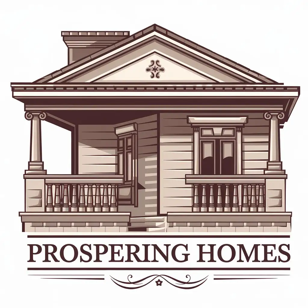 LOGO Design for Prospering Homes Elegant Home Symbol with Strong Foundations for Construction Industry