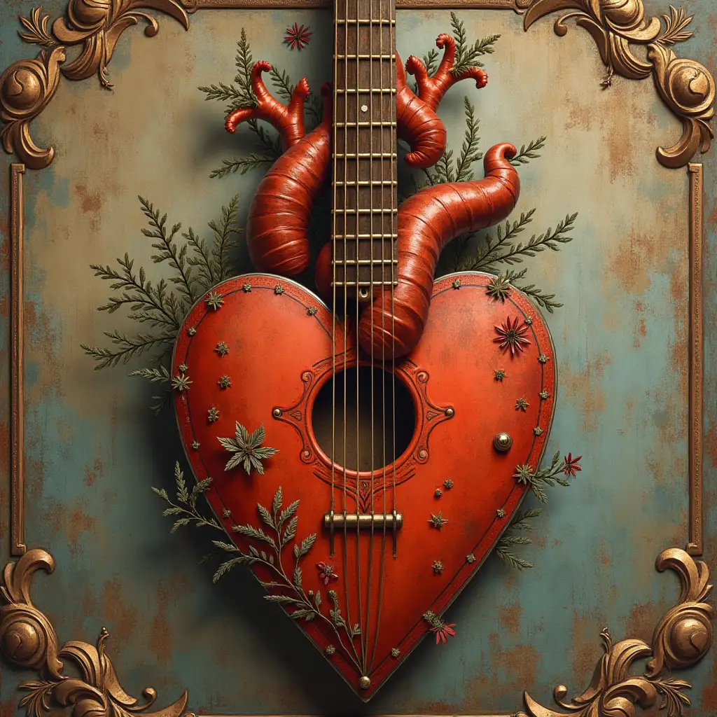 Make a Nostalgic artwork guiter and heart