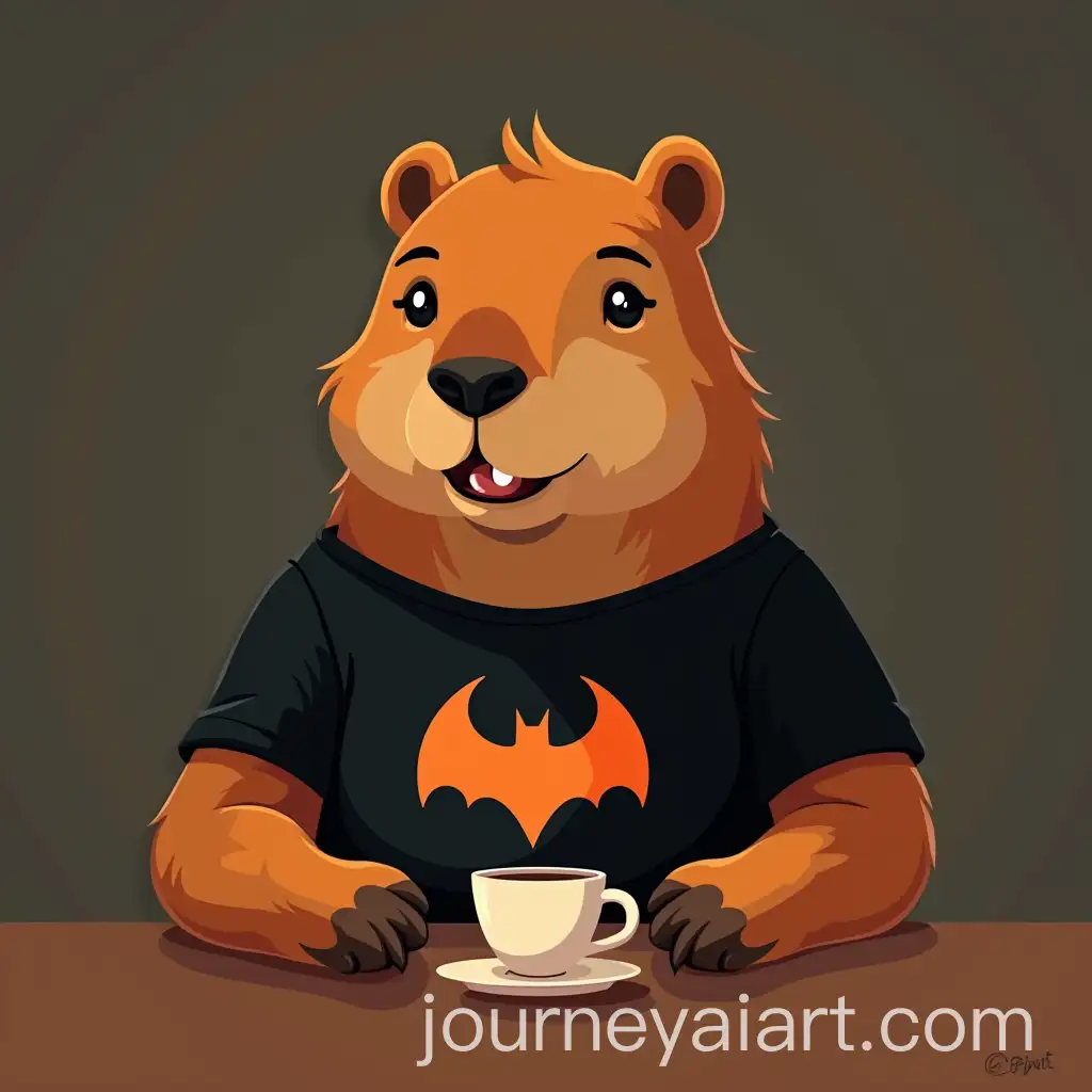Capybara-Enjoying-Coffee-in-Animated-Style-with-Radioactive-Shirt-Design