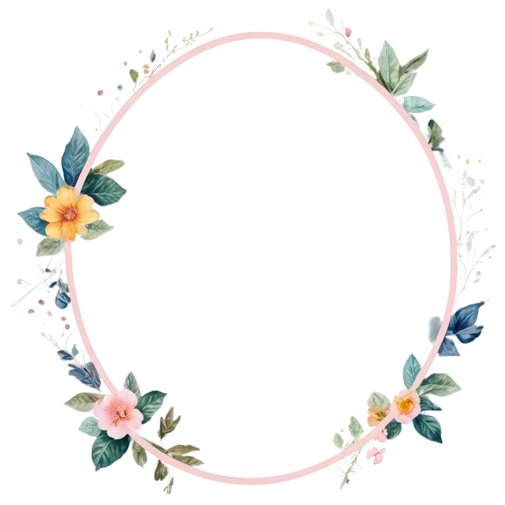 Floral-Elliptical-Photo-Frame-PNG-Elevate-Your-Designs-with-Transparent-Background