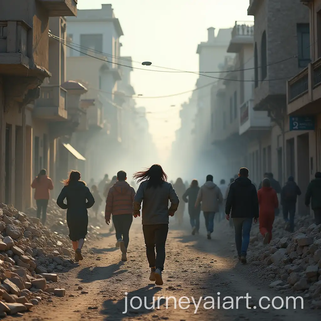 People-Running-Away-During-Earthquake-Moment