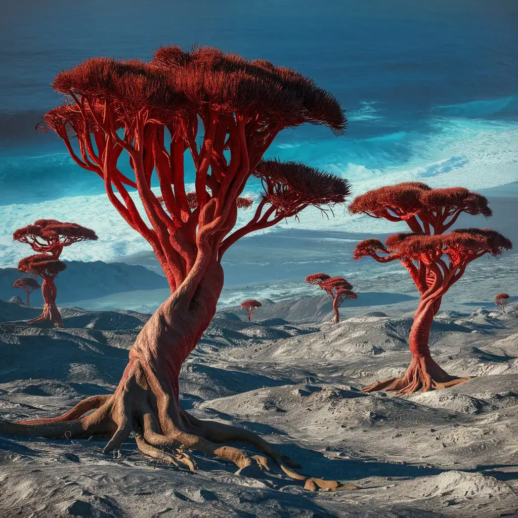 Socotra Island Dragon Blood Trees in Stunning CGI Illustration