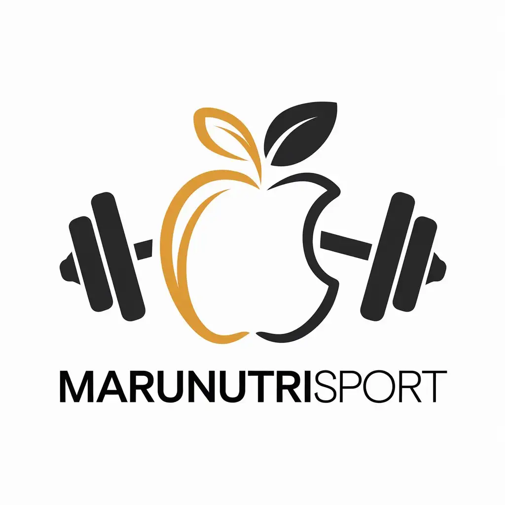 LOGO Design for MaruNutriSport Single Stroke Apple with Dumbbells and Leaf in Sports Fitness Theme