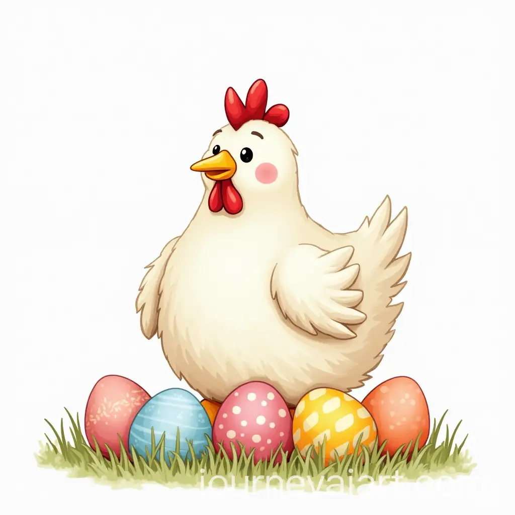 Easter-Egger-Chicken-with-Colorized-EggsAI-Image-Prompt-Expansion-in-a-Vibrant-Scene