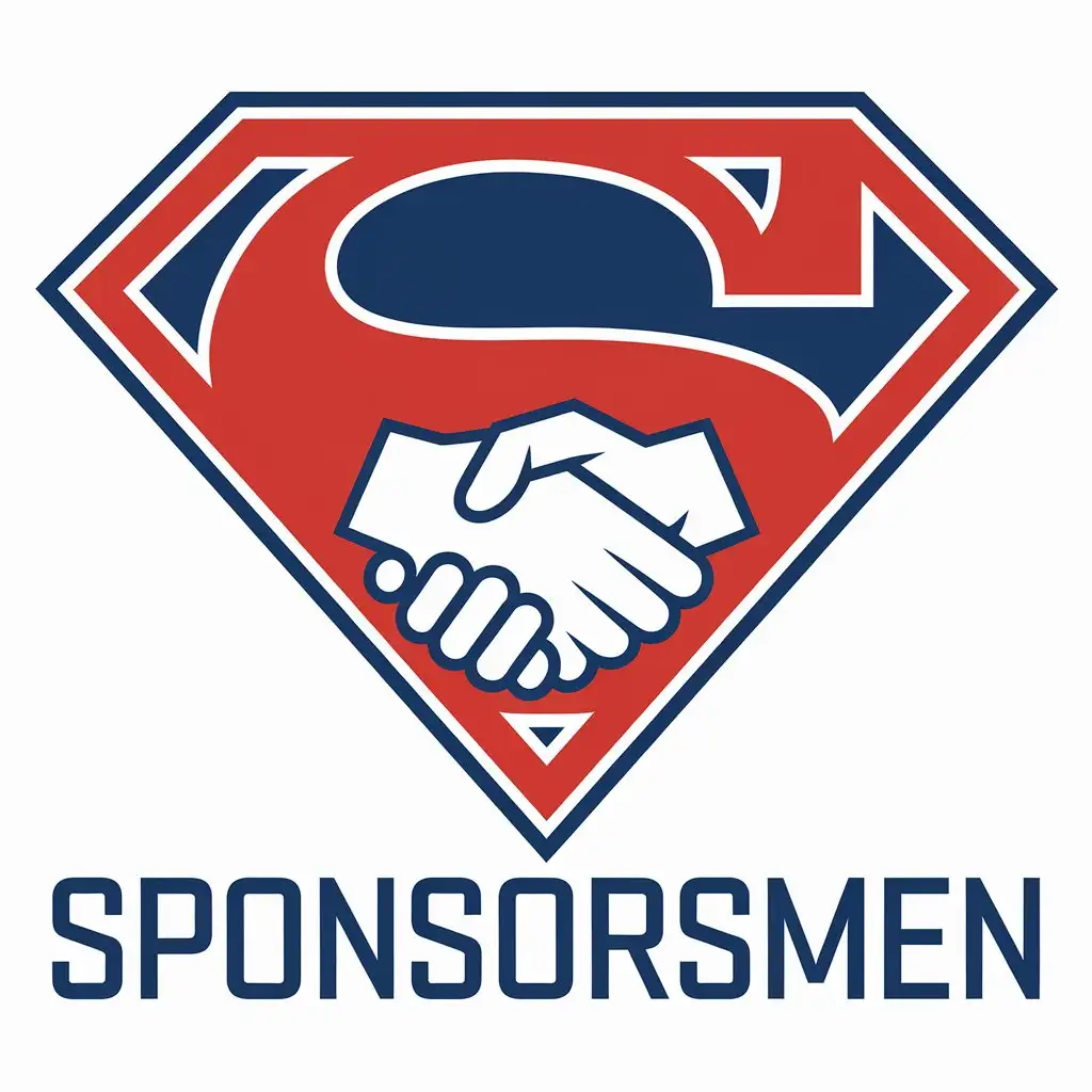 LOGO Design for Sponsorsmen Superman Logo with Shaking Hands for Sports Fitness Industry