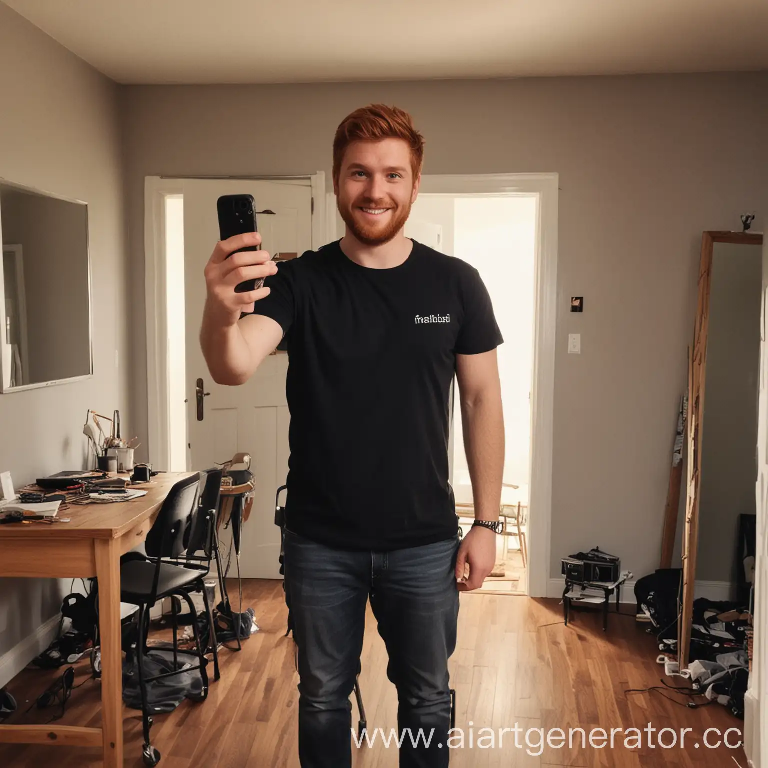 Chubby-Man-Selfie-in-Renovated-Room-with-Computer-and-Metallica-TShirt