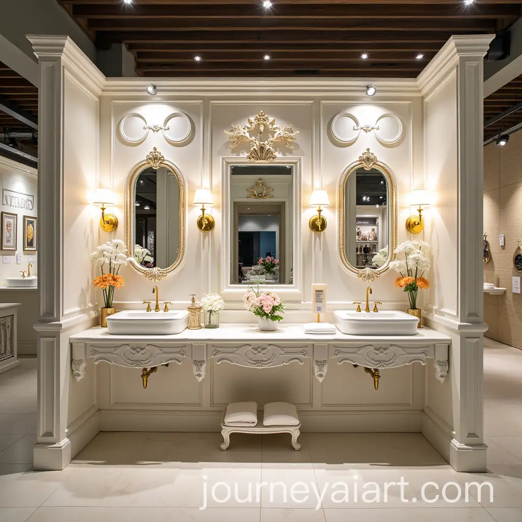 Giant-Porcelain-Postcard-Installation-at-Themed-Mall-with-Vanity-Lights-and-Mirrors