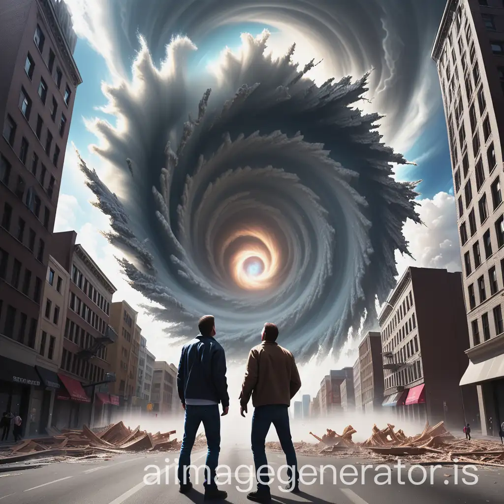 Two-Men-Getting-Sucked-into-a-Vortex-Above-a-Destroyed-City