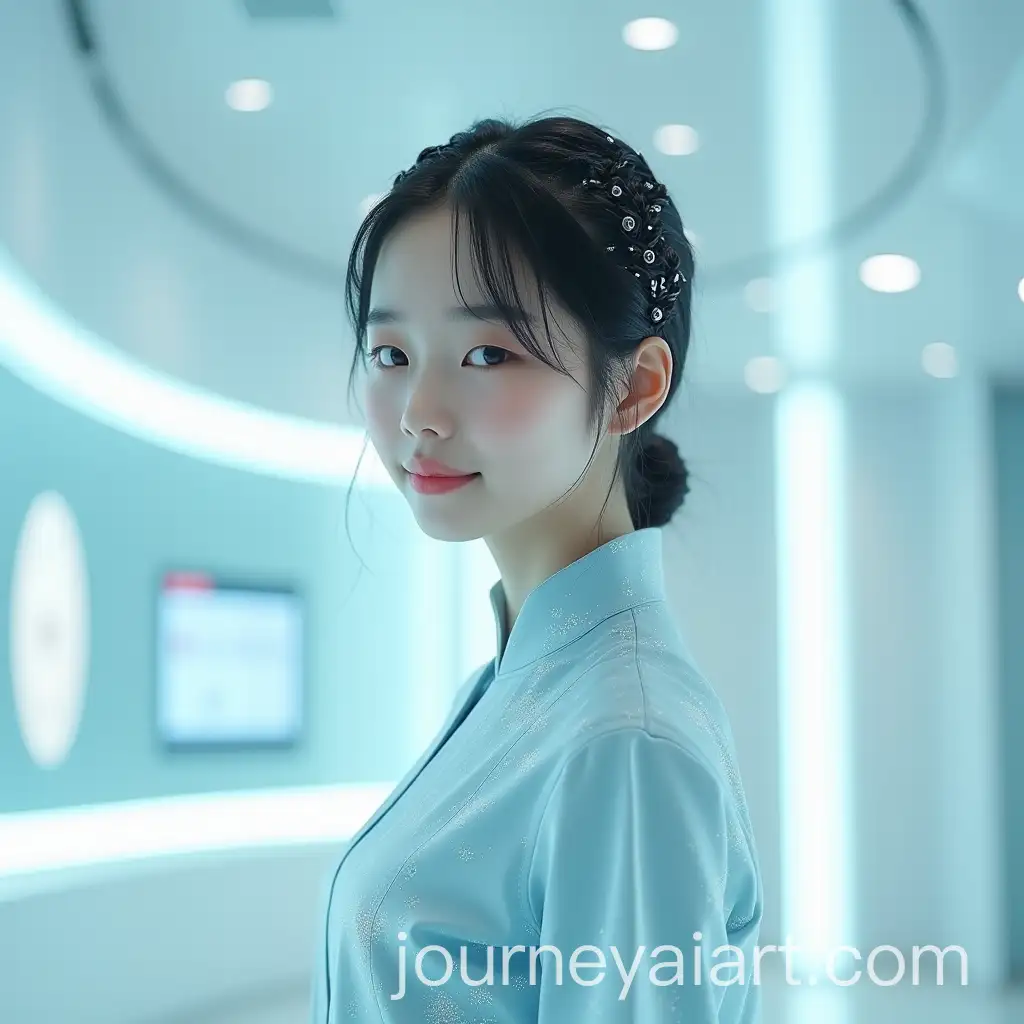 YoungAI-Art-Prompt-Expansion-Asian-Girl-in-Futuristic-Medical-Bay-with-Bioluminescent-Dress-and-Cybernetic-Braids