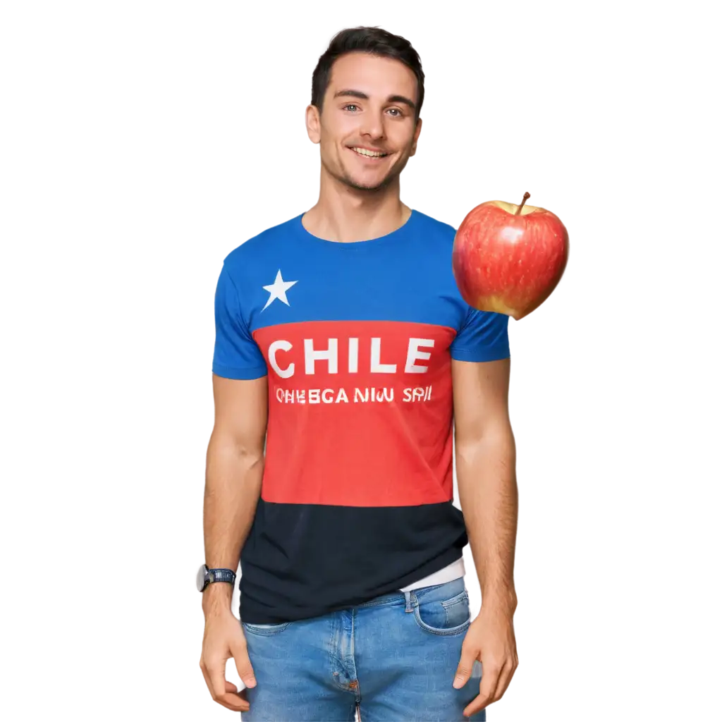 Vibrant-Red-Apple-with-Chile-Flag-TShirt-PNG-Image-for-Stadium-Atmosphere