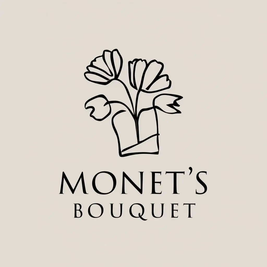 LOGO-Design-For-Monets-Bouquet-Minimalistic-Canvas-and-Flower-Theme