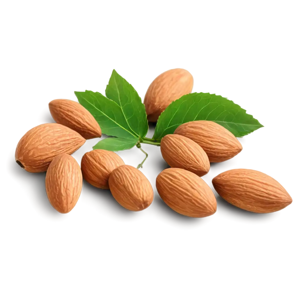 HighQuality-PNG-Image-of-Almonds-with-Leaf-for-Versatile-Use