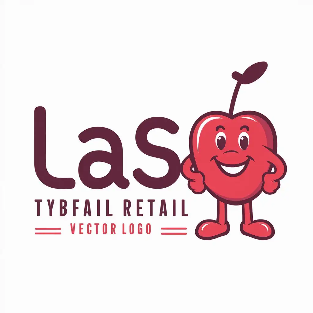 LOGO Design for LAS Cherry Cartoon Character with Full Body on Clear Background for Retail Industry