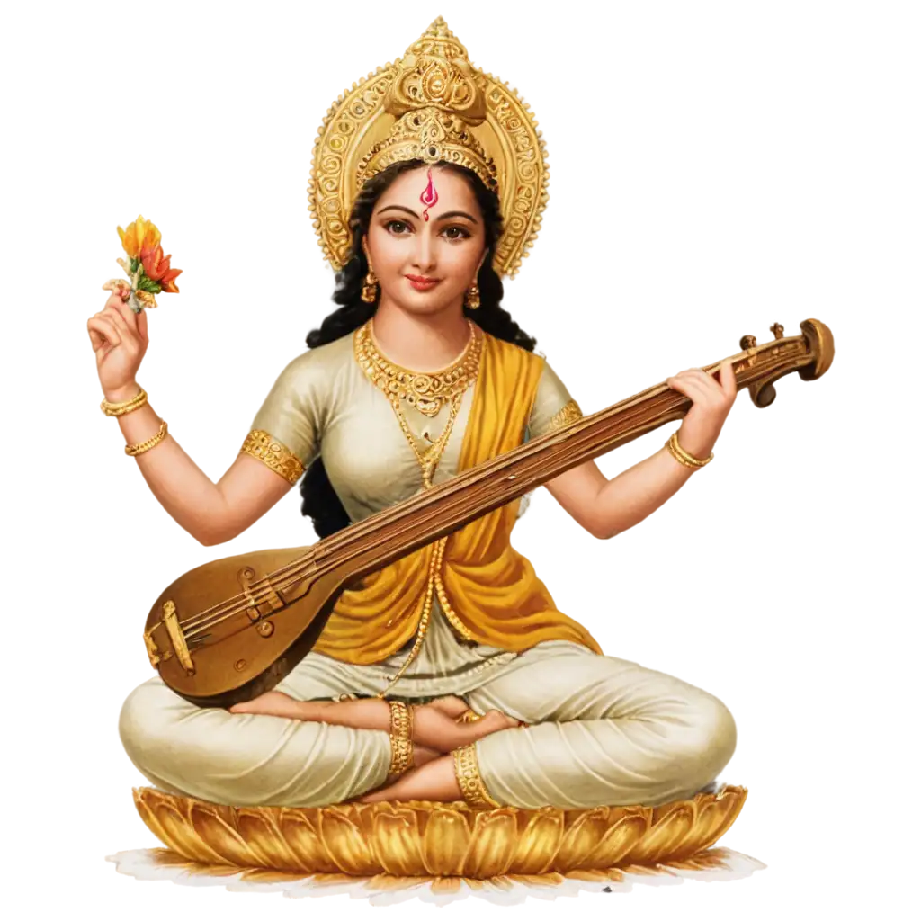 Lord-Saraswati-PNG-Image-for-Spiritual-and-Artistic-Purposes