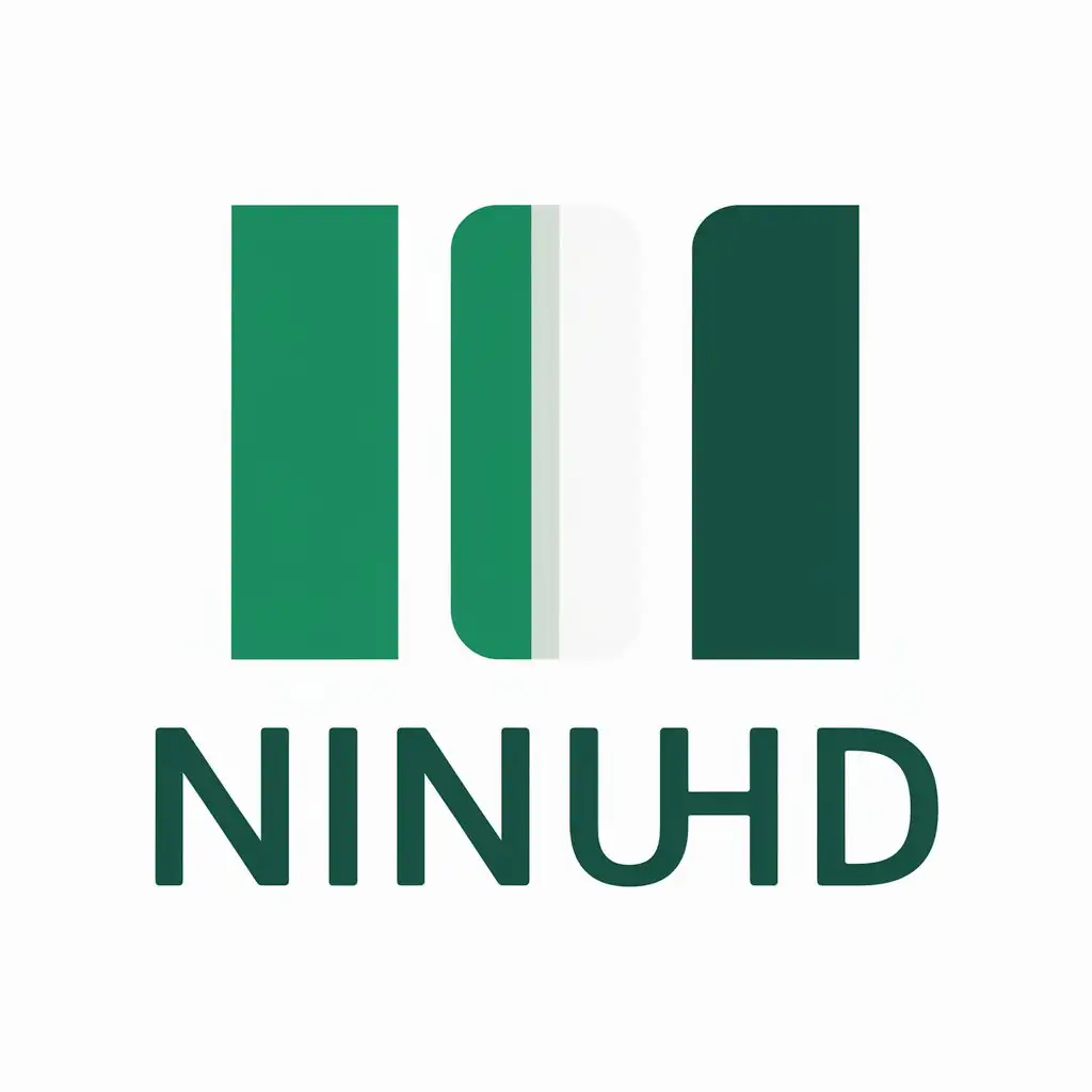 LOGO Design For NINUHD GreenWhite Bicolor with Vertical Modern Style