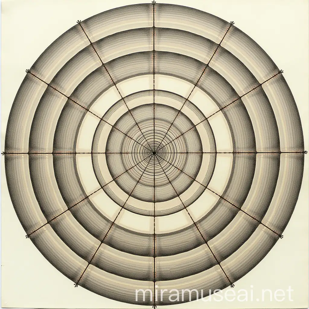 360 circle, divided by 25.4 sections, with 11 circles inside the larger circle, each circle gets smaller as it reaches the center