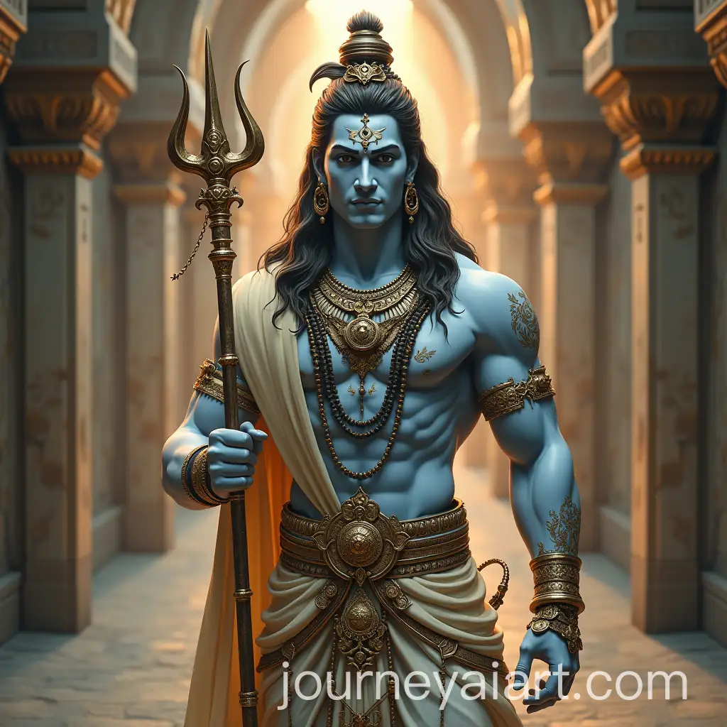 Steampunk-Lord-Shiva-with-Trident-in-Ornate-Temple-Setting