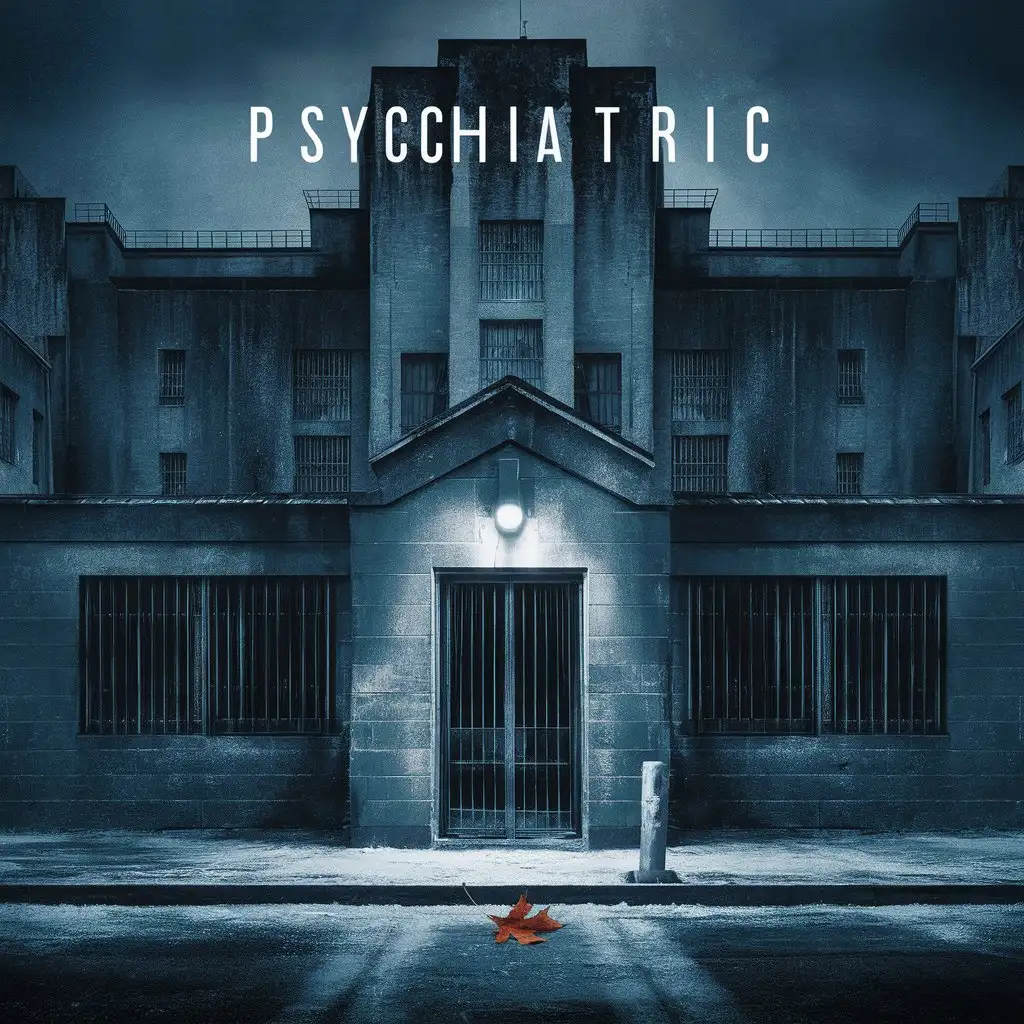 Create a cover for the track, let it be in cold tones, let there be an image of a psychiatric hospital on it