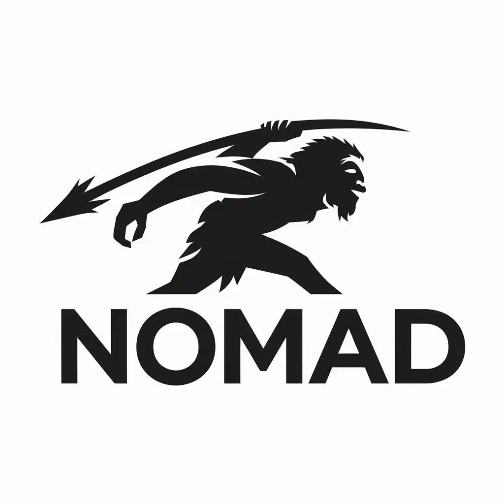 LOGO Design for Nomad Caveman Throwing Spear with Black Clean and Modern Theme for Internet Industry