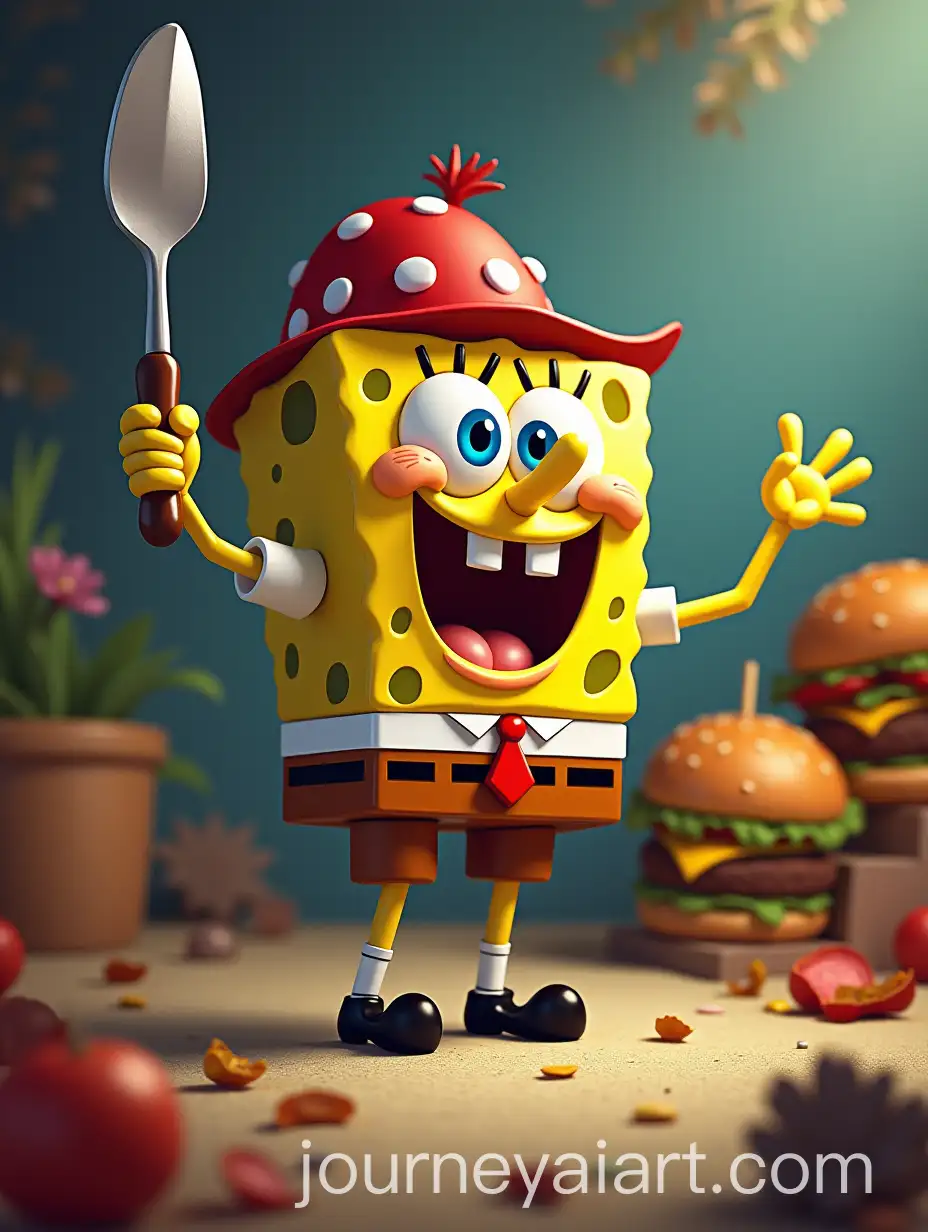 SpongeBob-as-a-Gladiator-Holding-a-Hamburger