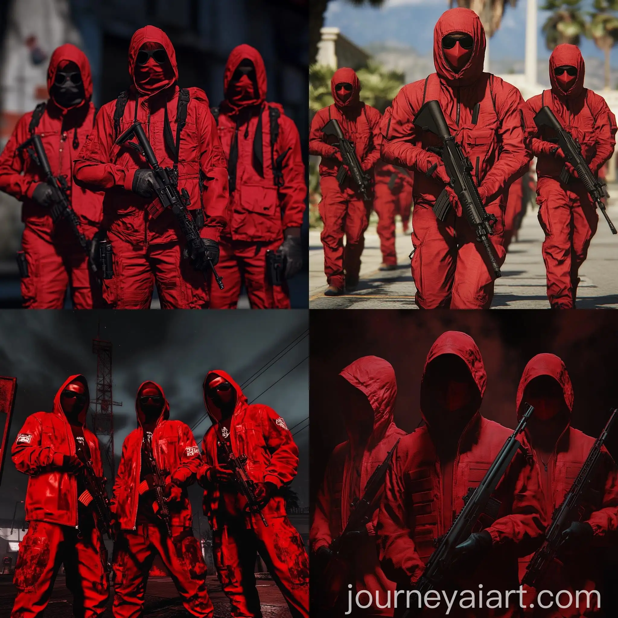 Fivem-Red-Gang-in-Urban-Setting