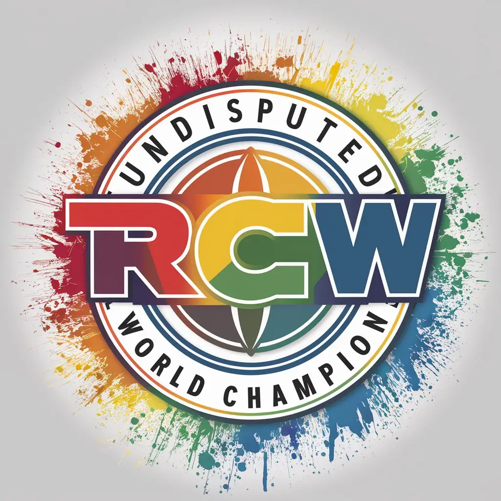 LOGO Design For RCW Undisputed World Champion Rainbow World Paint Splattered on Clear Background