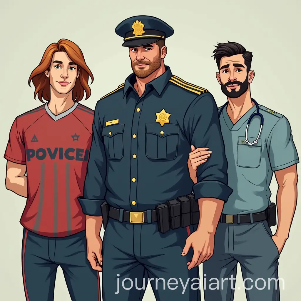Three-Friends-A-Footballer-Police-Officer-and-Surgeon-in-Conversation