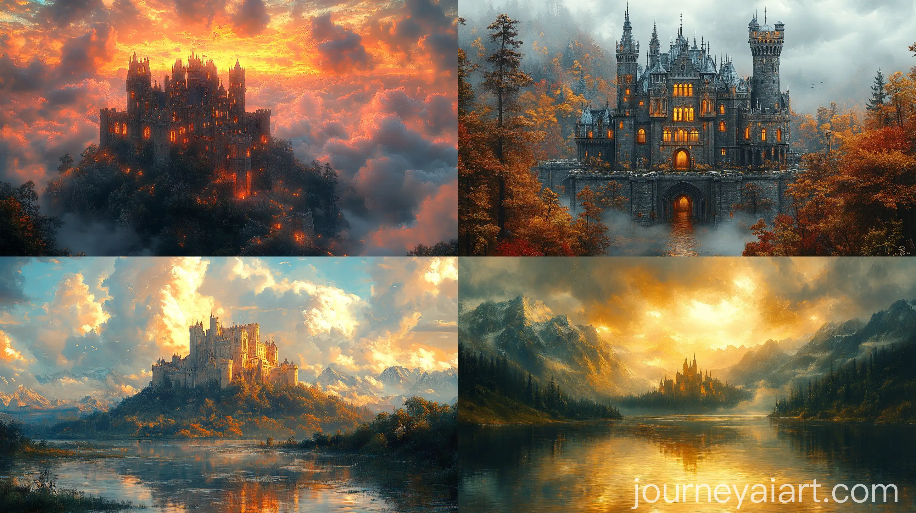 Surreal-Fantasy-Art-of-an-Abandoned-Castle-in-Brian-Despain-and-Thomas-Kinkade-Style