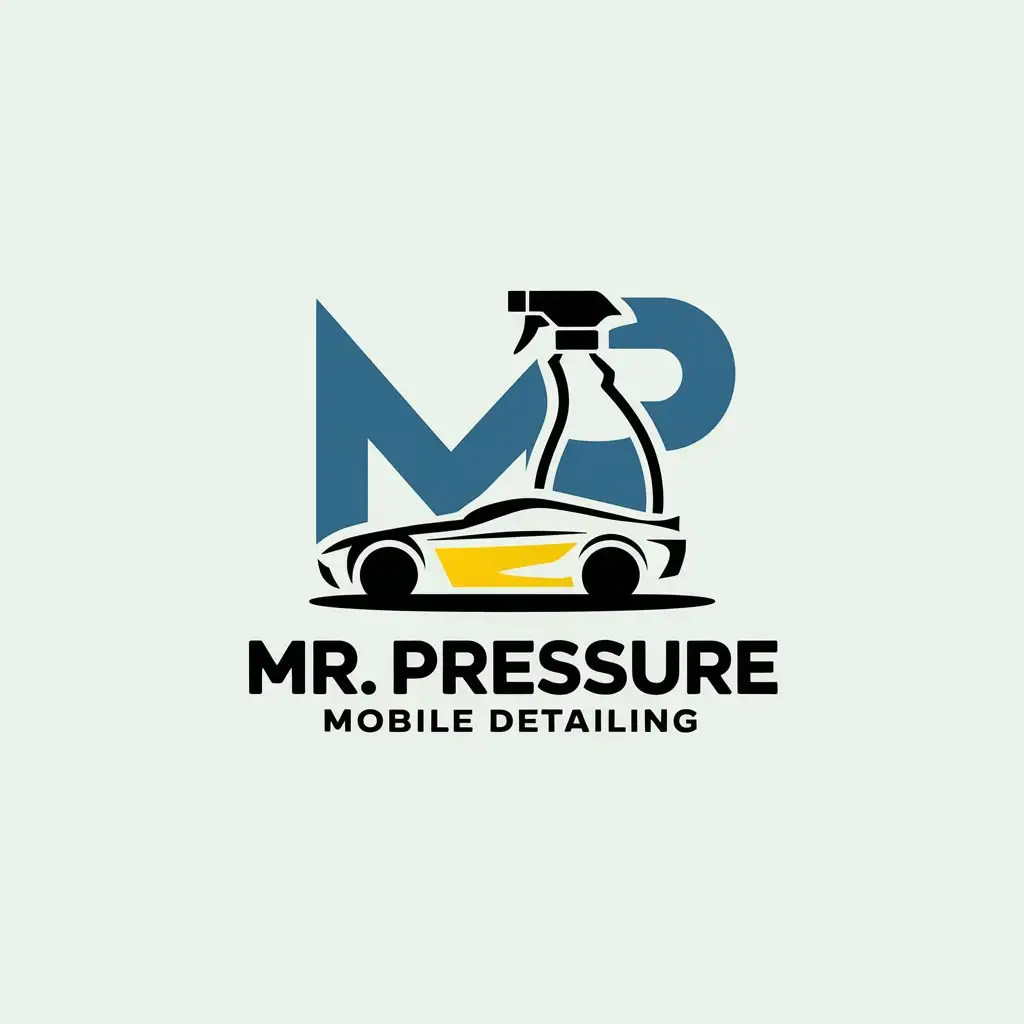 LOGO Design for Mr Pressure Mobile Detailing Vector Logo Featuring M P with a Clear Background