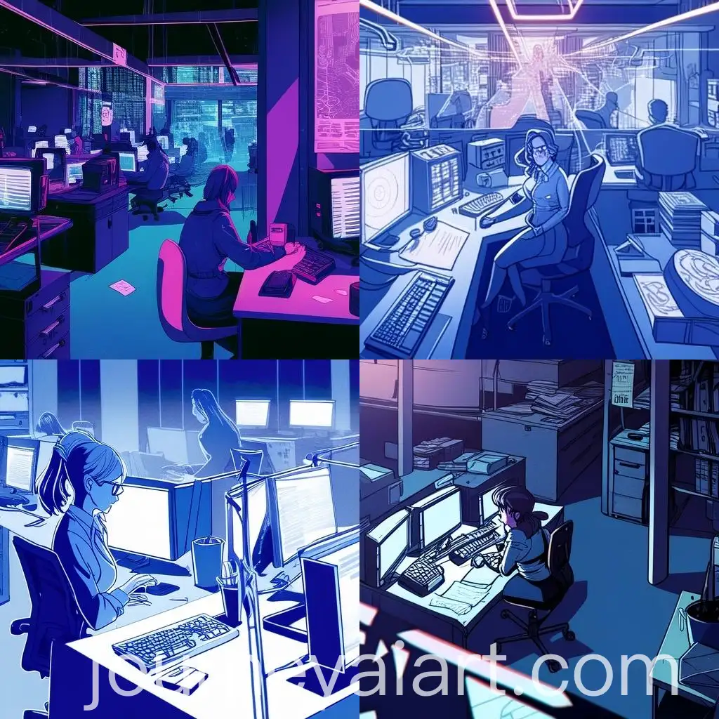 Office-Scene-Professional-Woman-Answering-Phone-and-Managing-Papers