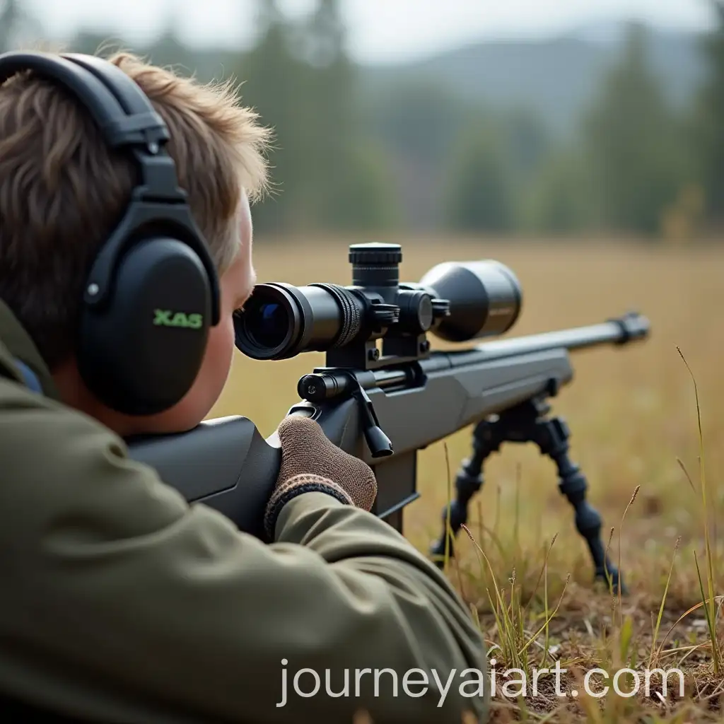Person-Aiming-with-Rifle-Scope-in-a-Focused-Stance