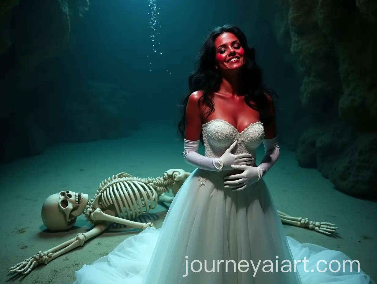 RedSkinned-Bride-in-Underwater-Cave-with-Skeleton