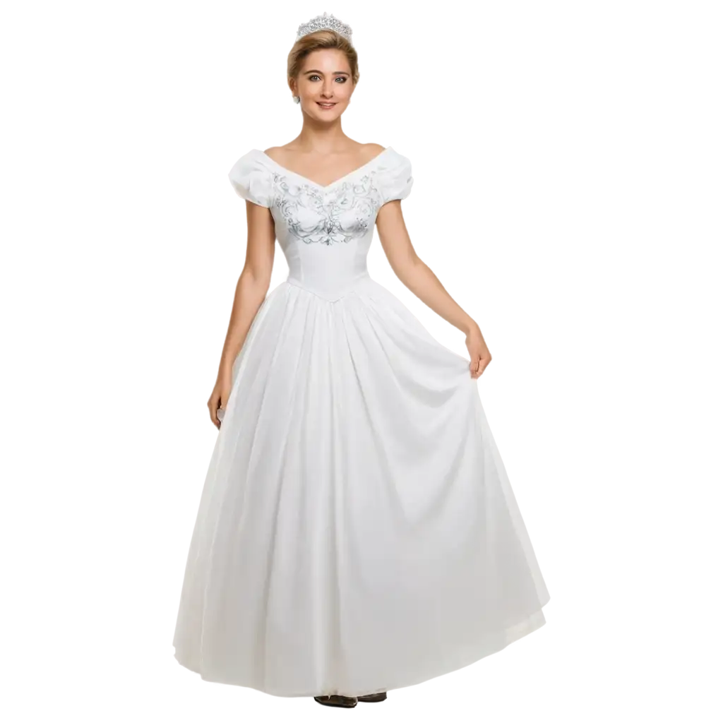 Elegant-Lady-in-White-Cinderella-Dress-PNG-for-Mockup-Designs