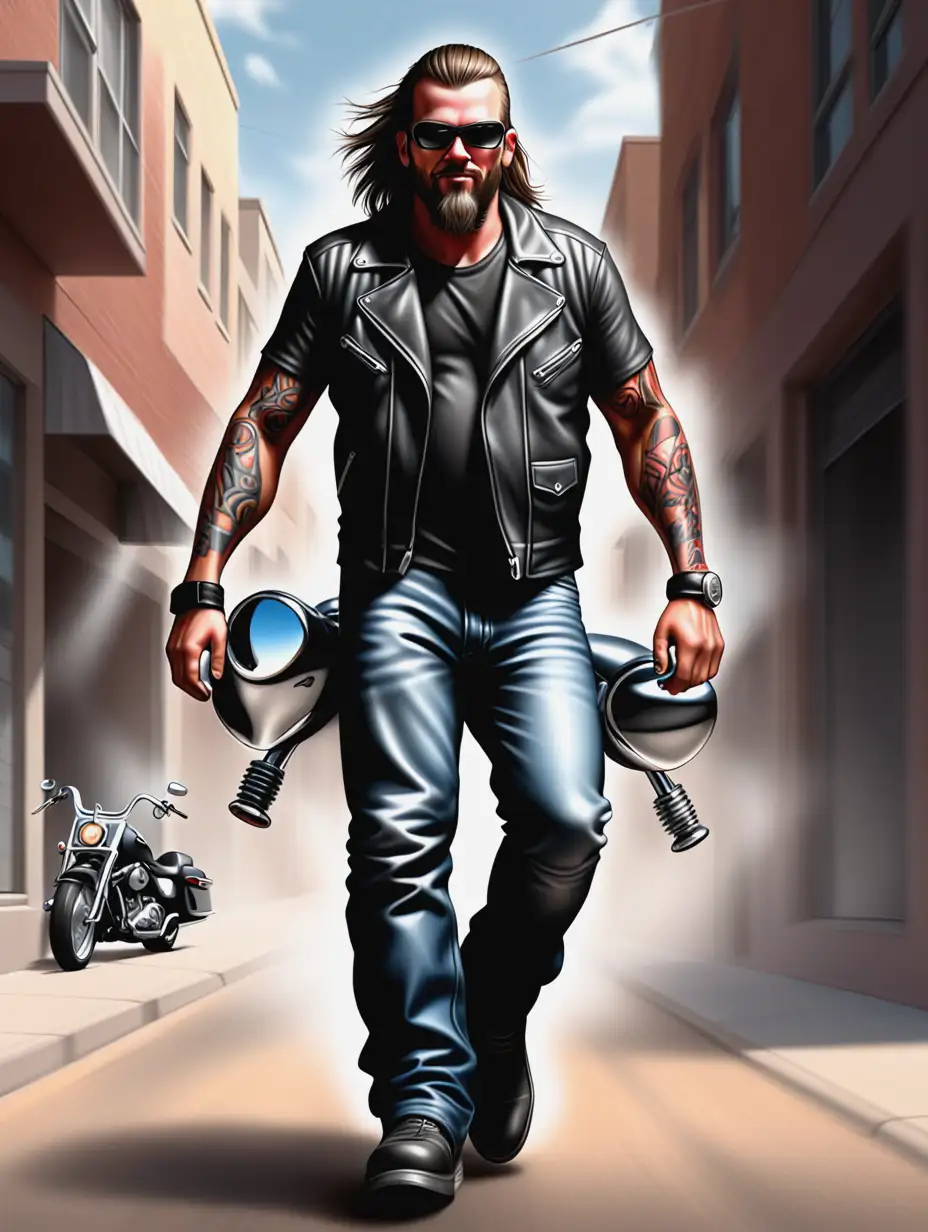 Biker-Walking-in-Digital-Airbrush-Illustration-Style