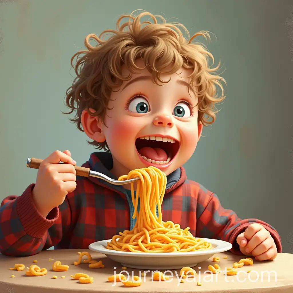 Young-Boy-Enjoying-a-Plate-of-Spaghetti