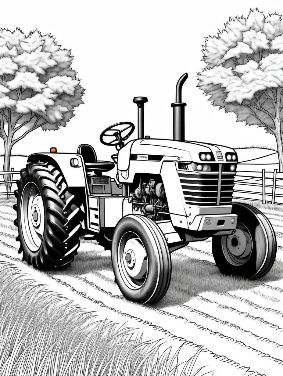 Simple Realistic Tractor Coloring Page for Kids