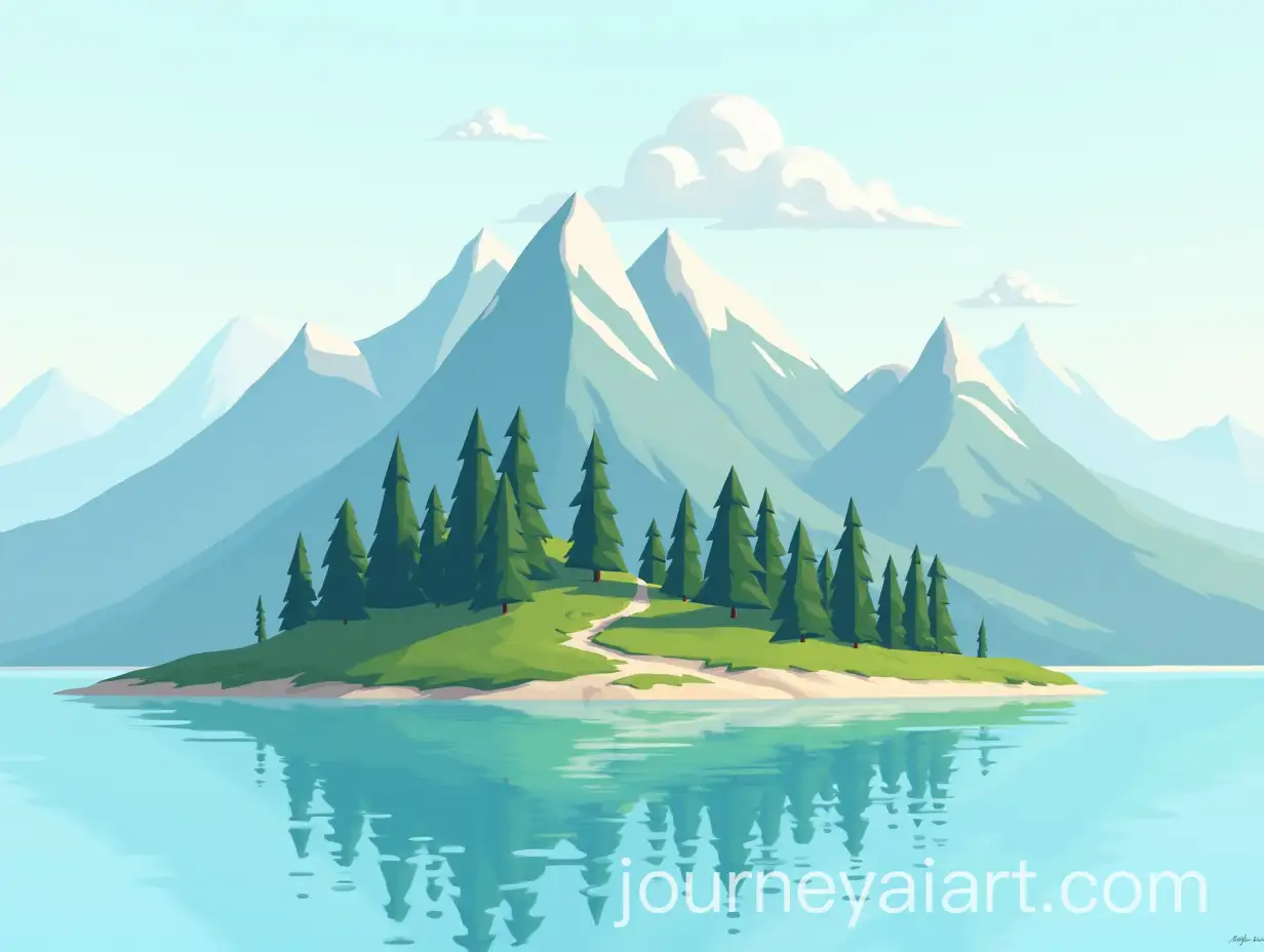 Cypress-Islands-in-a-Lake-with-Mountain-Backdrop