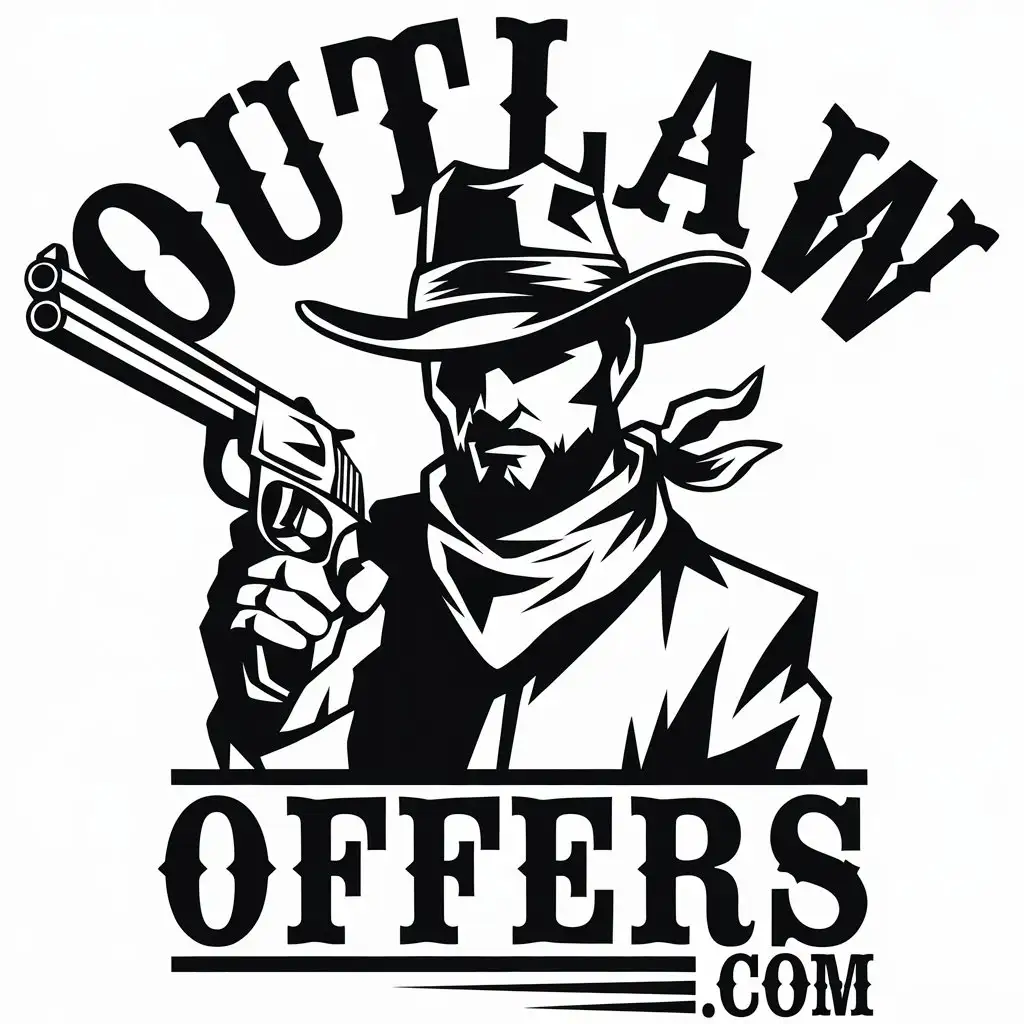 LOGO Design for OUTLAWOFFERSCOM Vector Cowboy Outlaw Symbol with Clear Background