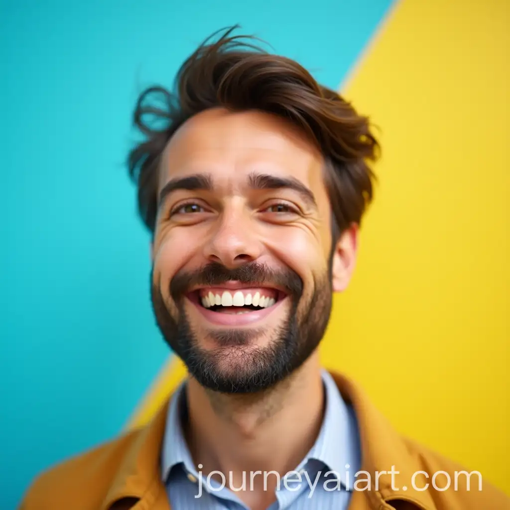 Cheerful-Man-Smiling-Against-a-BlueYellow-Background