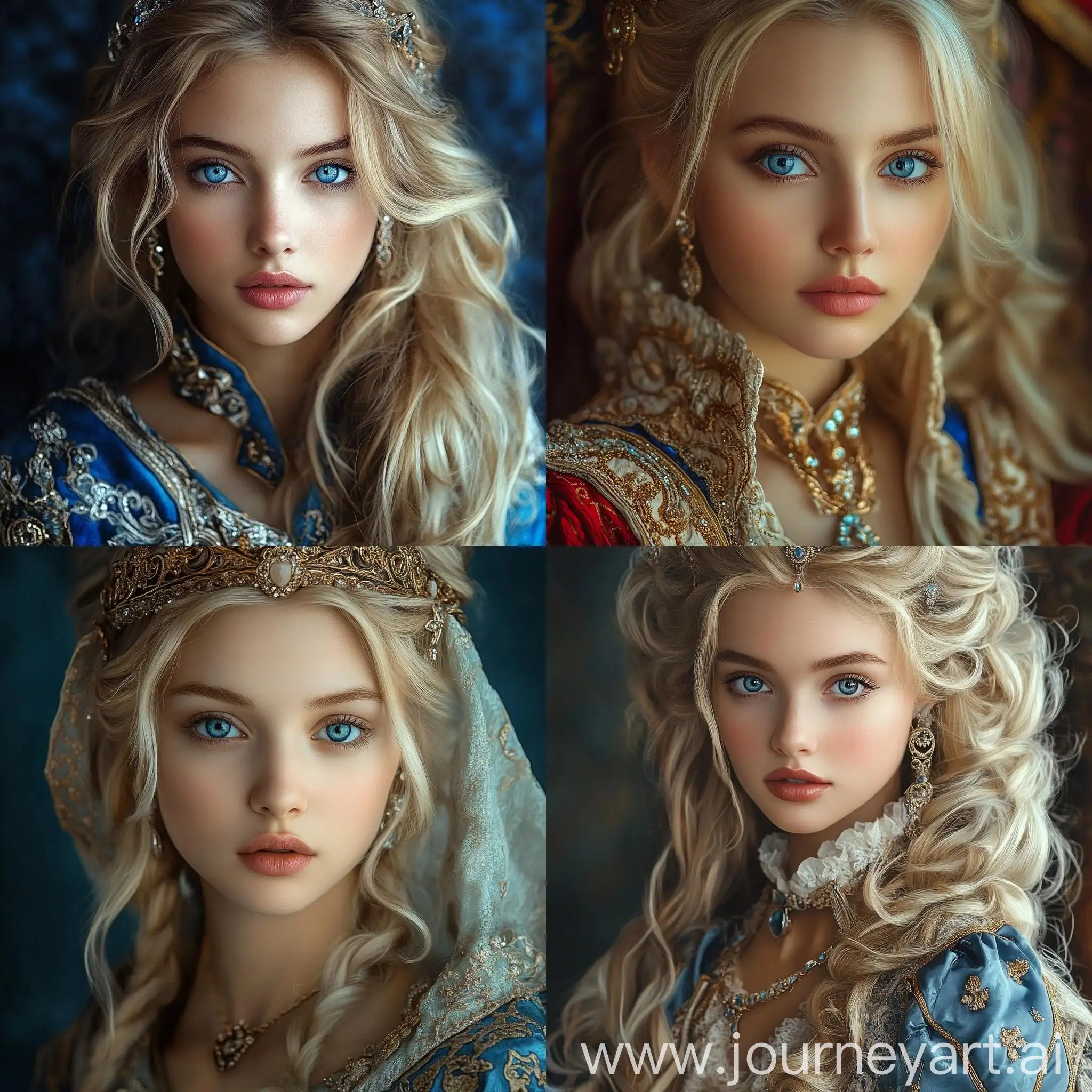 Regal-Blonde-Girl-in-Royal-Attire-with-Blue-Eyes