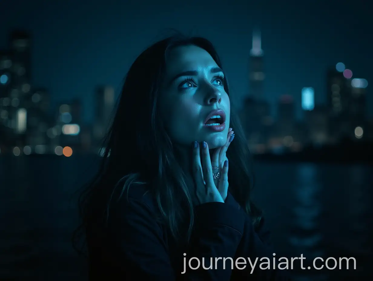 Dark-Cityscape-with-Transparent-Weeping-Womans-Face-Calling-for-Help