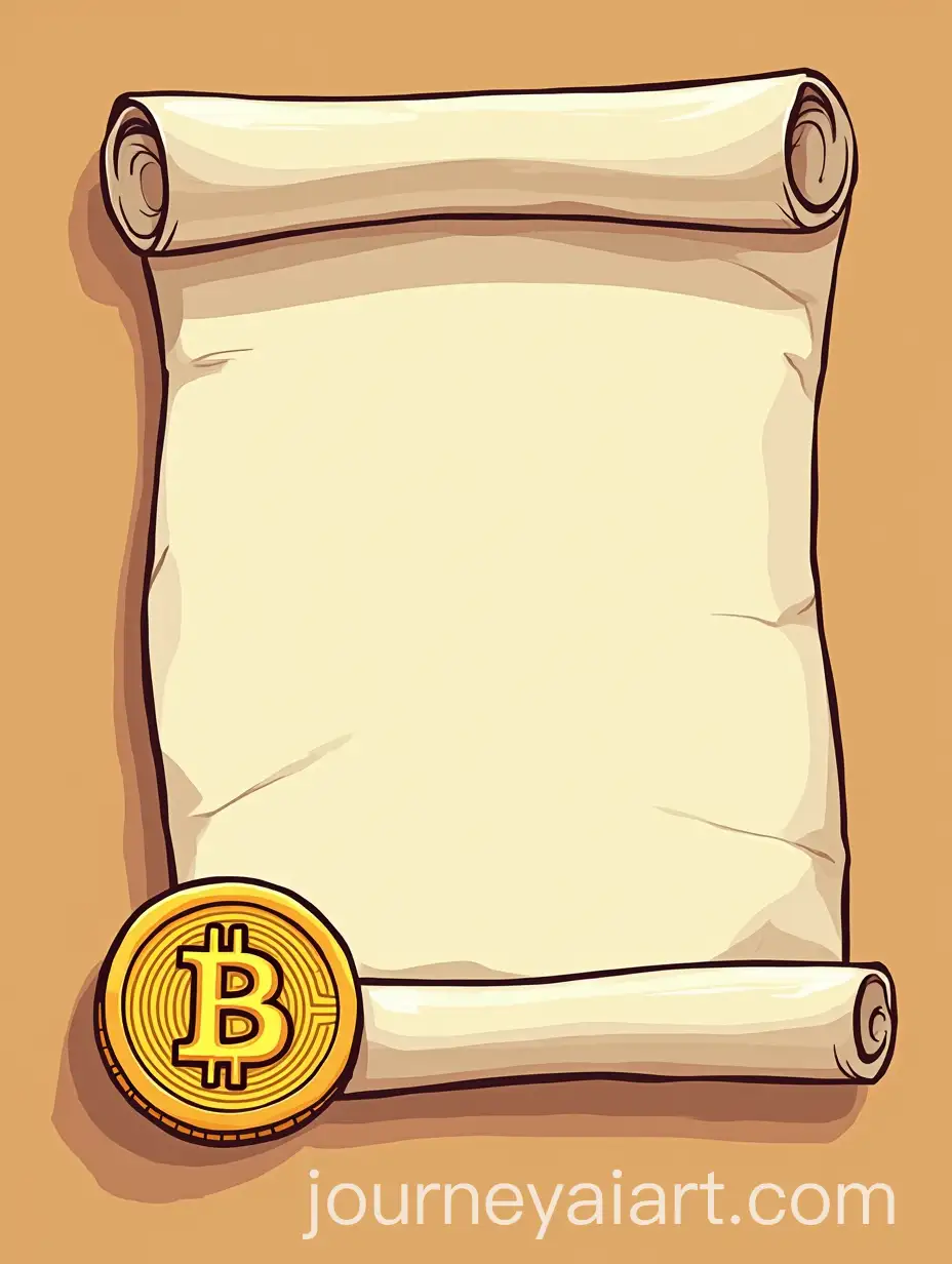 Bitcoin-Next-to-Important-Document-in-Cartoon-Style-with-Bright-Colors