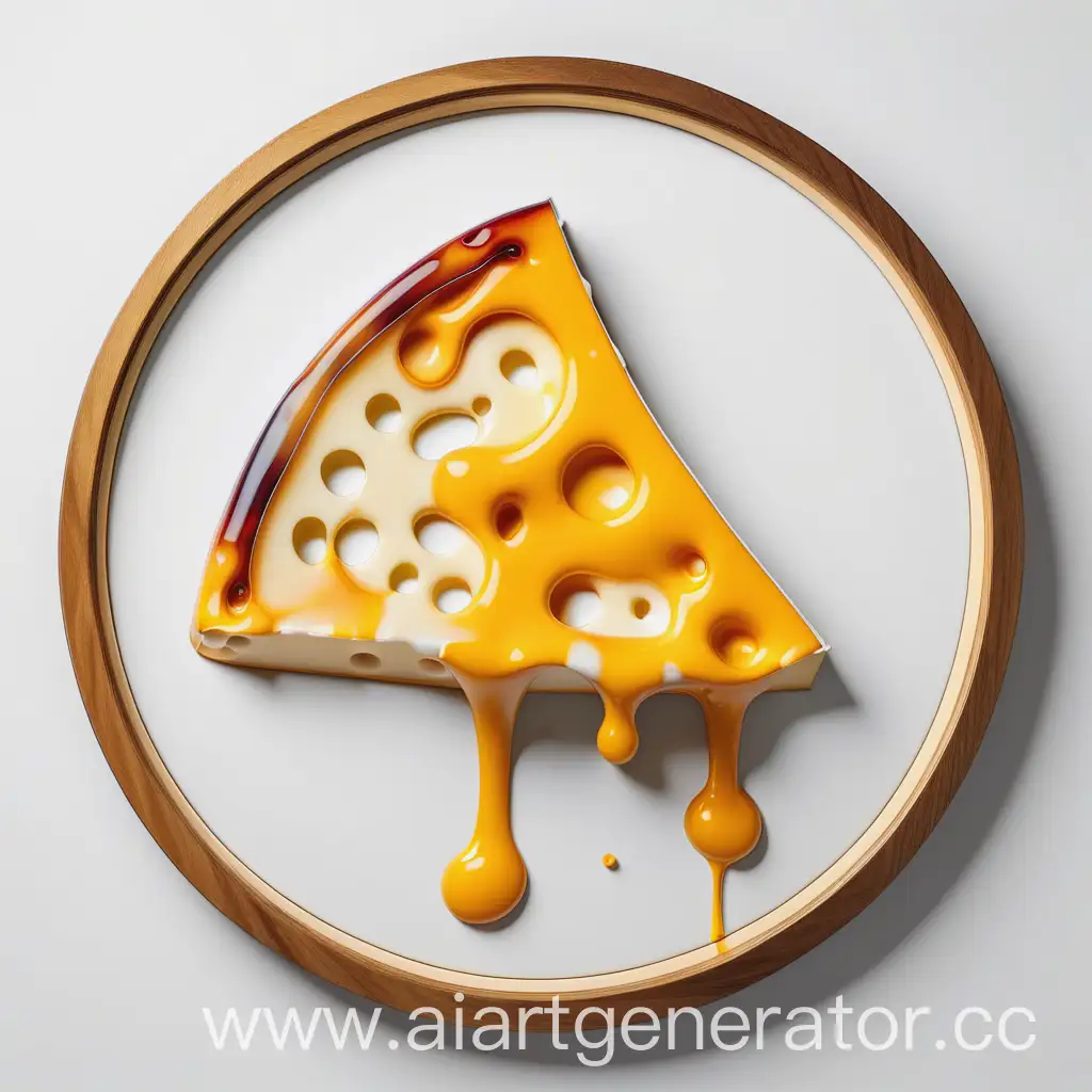 Melting-Cheese-Art-Piece-on-White-Background-in-Round-Frame