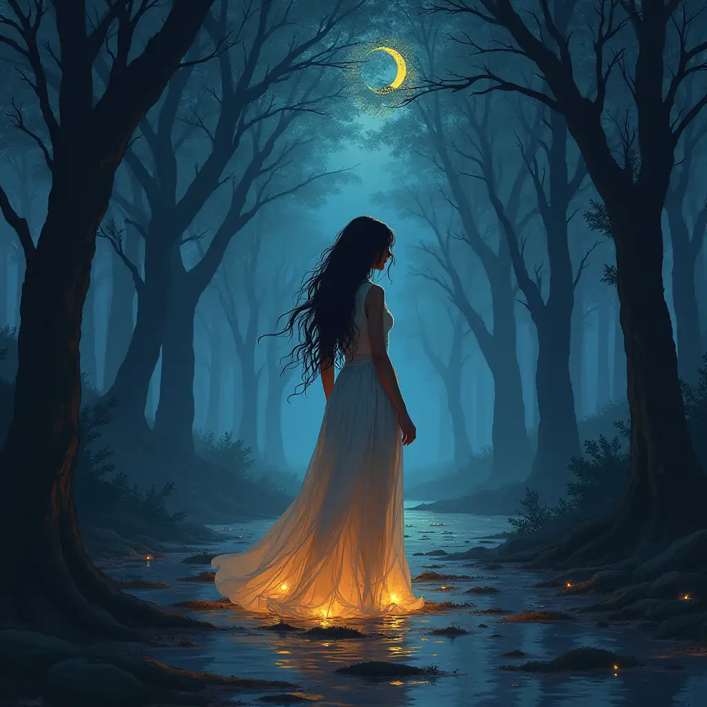 illustration of a woman's fantasy journey wanting to reveal 'The Secret of Twilight'