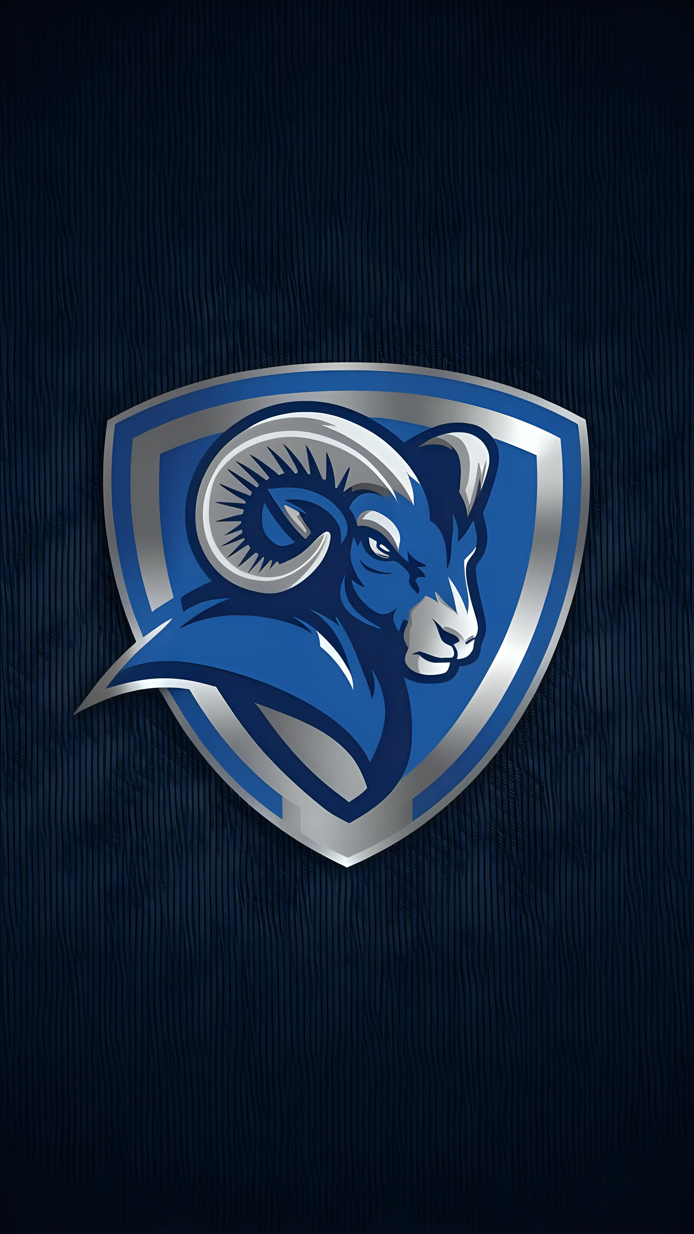 Ram Emblem in Shield Logo Design in Blue and Silver Colors