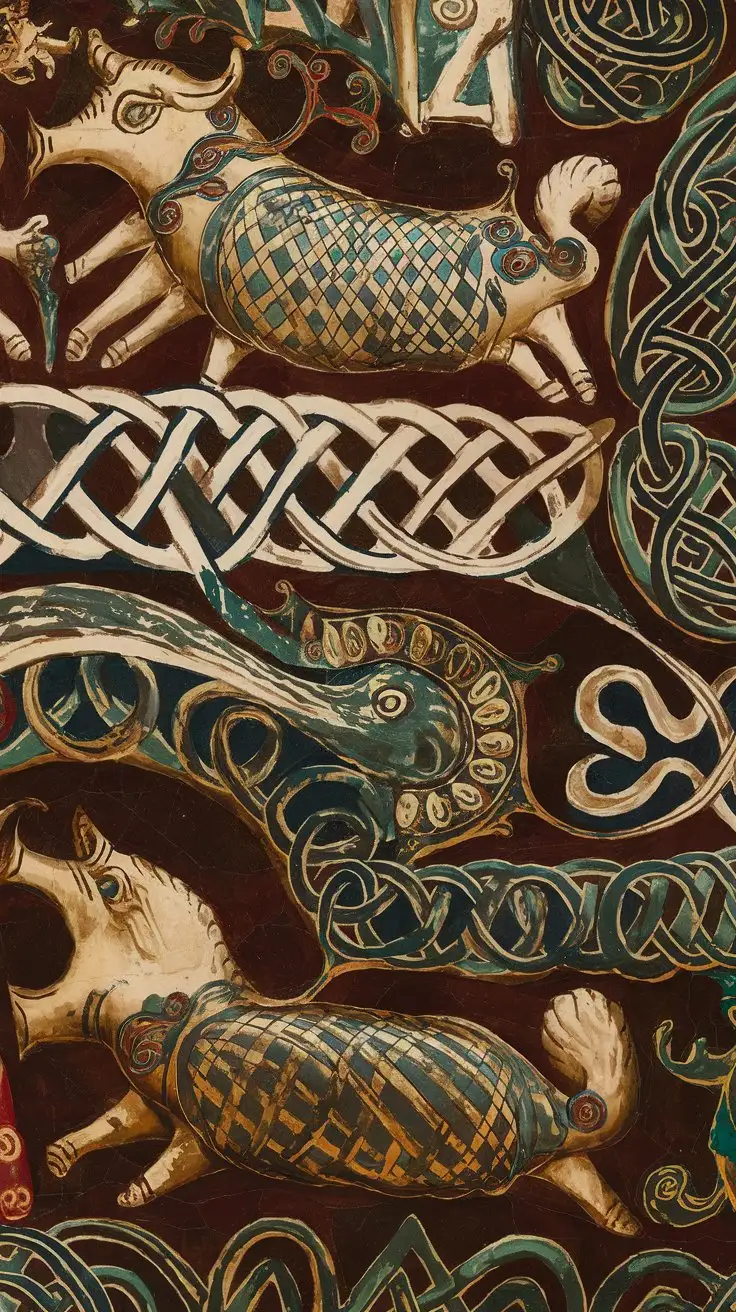 HibernoSaxon-Illuminated-Manuscript-Detail-with-Celtic-Knotwork-and-Zoomorphic-Spirals