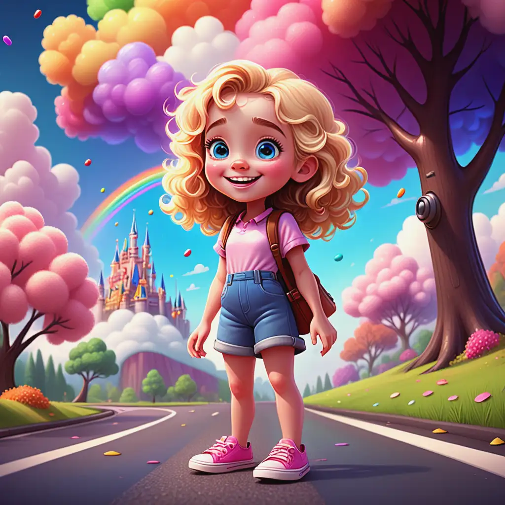 Charming Girl in a Magical Candy Landscape