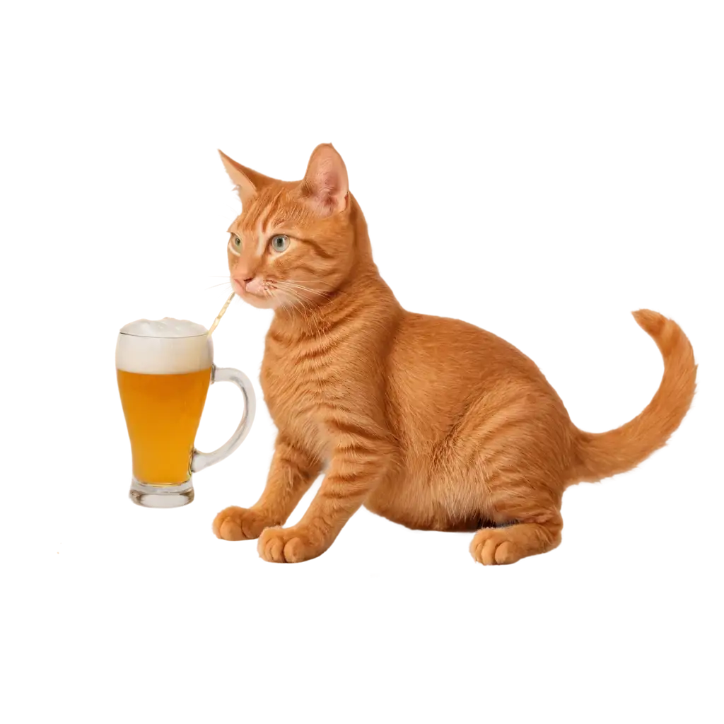 Orange-Cat-Drinking-Beer-HighQuality-PNG-Image-for-Creative-Projects