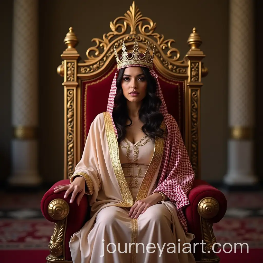 Female-Saudi-King-on-Throne-in-Mosque-Serious-and-Political-Atmosphere
